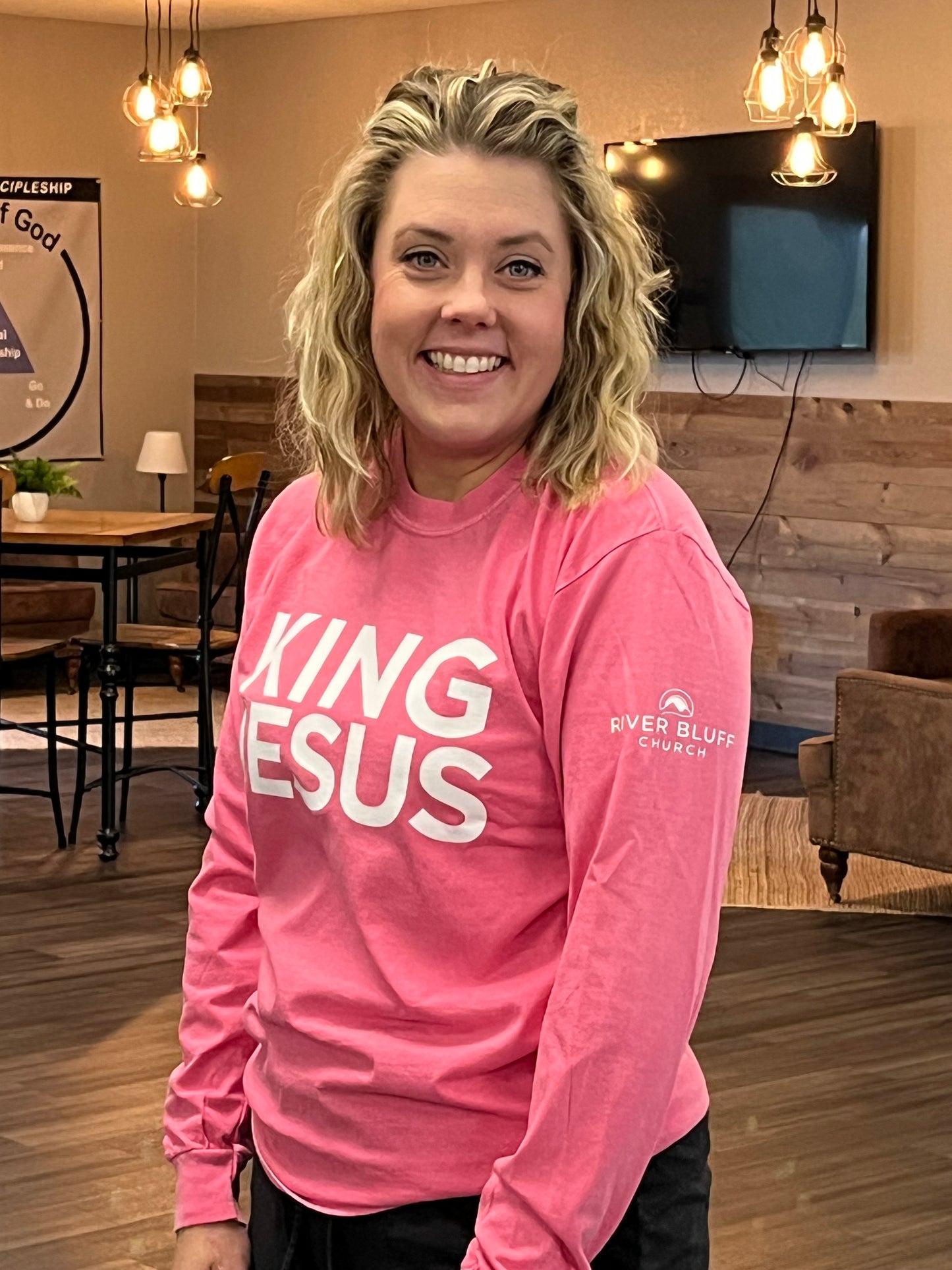 River Bluff Church Long-Sleeve Shirt (Pink)