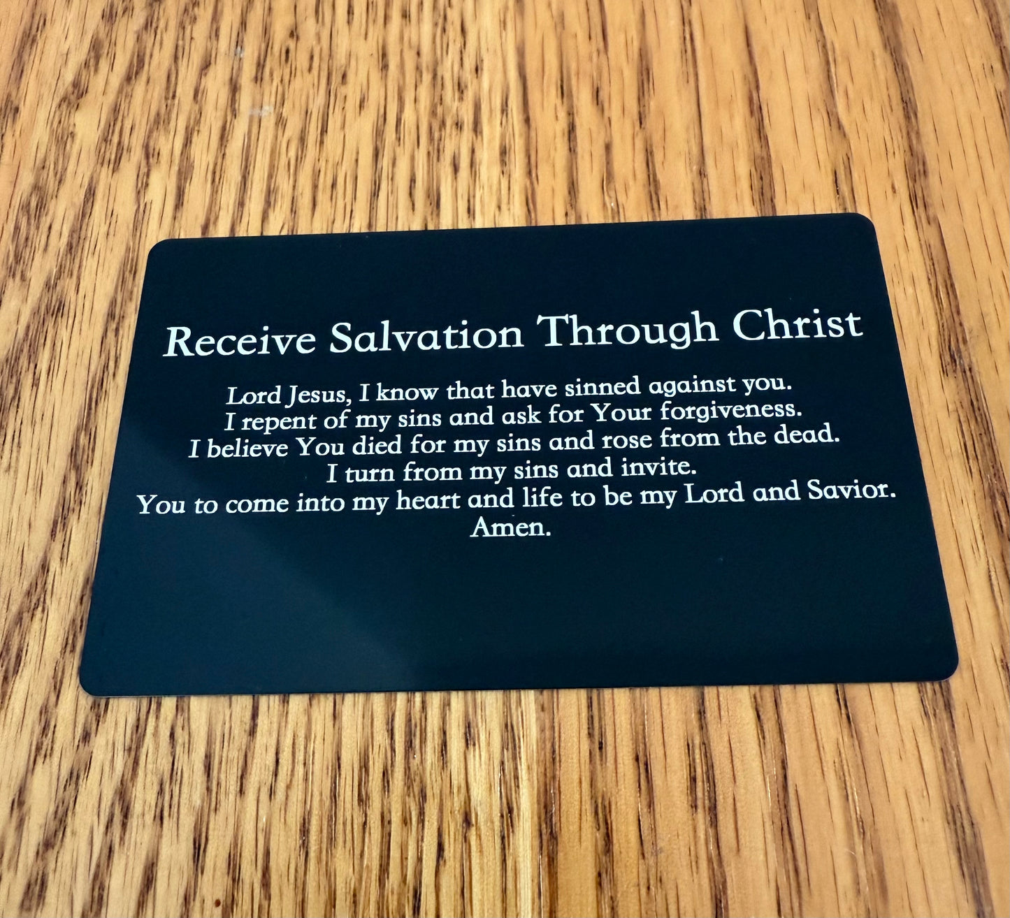 Receive Salvation Through Christ Card (Glossy Black)